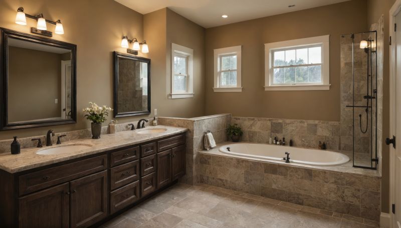 Luxury bathroom with natural stone accents